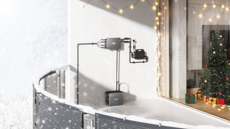 Balkonkraftwerk im Winter