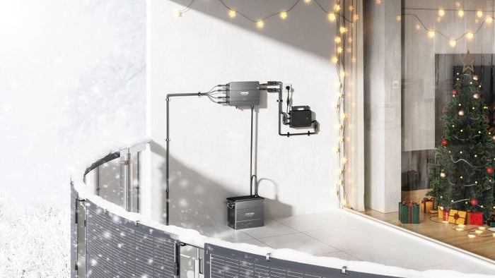 Balkonkraftwerk im Winter