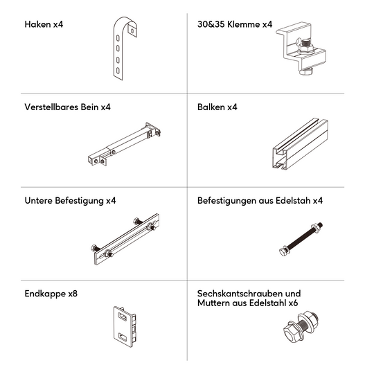 Balkon-Hakenkit x 4