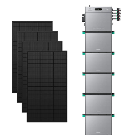 SolarFlow 2400 Pro mit f邦nf zus?tzlichen Batterien und vier 450-W-Modulen